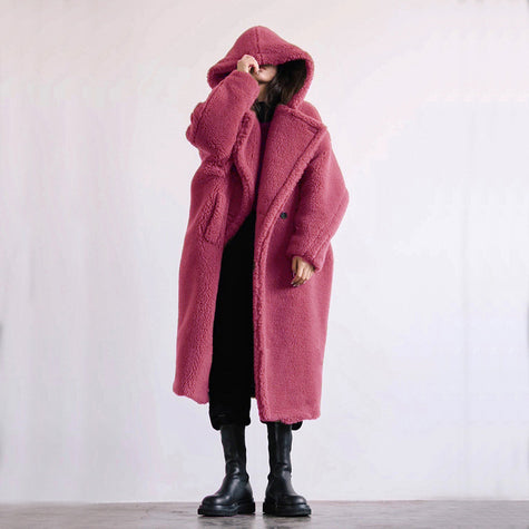 Wool warm Fur Coat Women's Coat Mid-length Coat