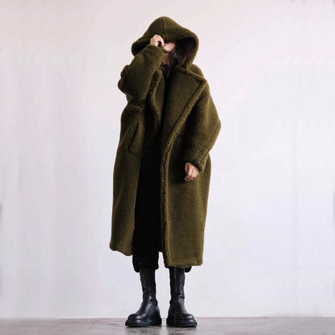 Wool warm Fur Coat Women's Coat Mid-length Coat