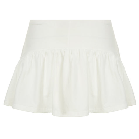 Solid Color And V-neck Hollow Out Strap Short Exercise Skirt Suit