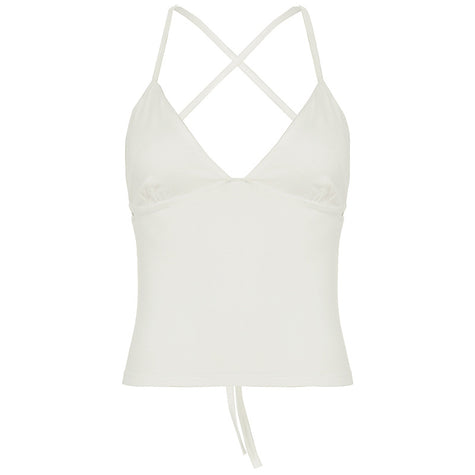 Solid Color And V-neck Hollow Out Strap Short Exercise Skirt Suit