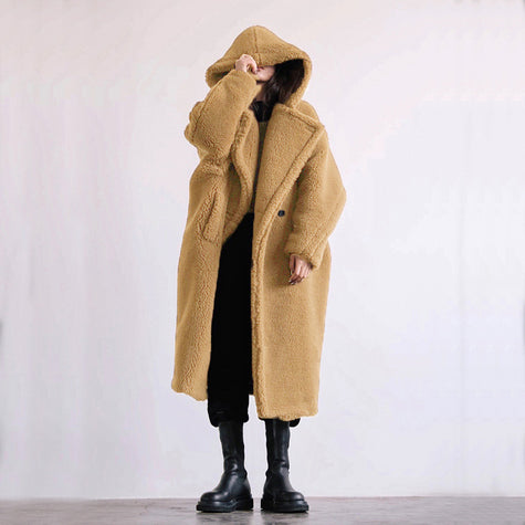 Wool warm Fur Coat Women's Coat Mid-length Coat
