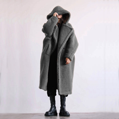 Wool warm Fur Coat Women's Coat Mid-length Coat