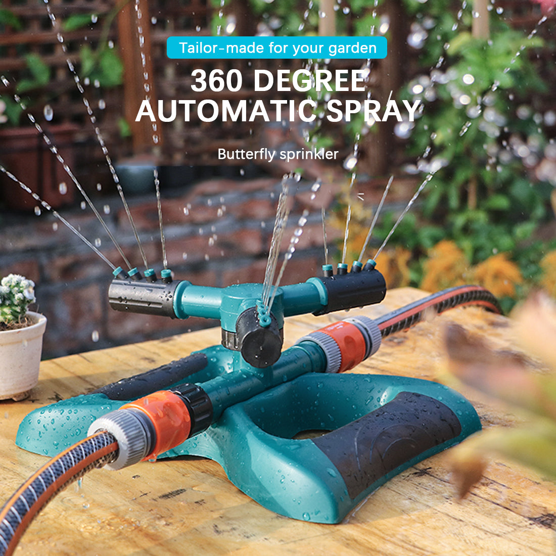 360 Degree Automatic Garden Sprinklers Watering Grass Lawn Rotary Nozz ...