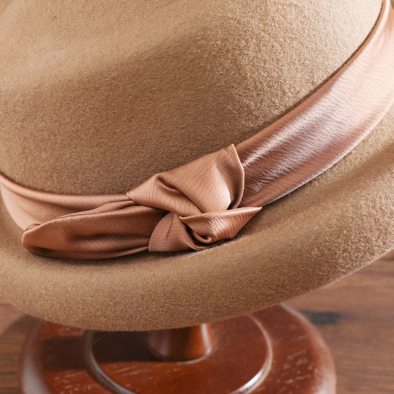 French Style Retro Bucket Hat Women's Woolen Beret