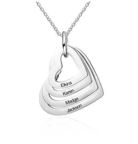 A Stainless Steel Heart-shaped Necklace Engraved With Family Personality And A Heart Shape