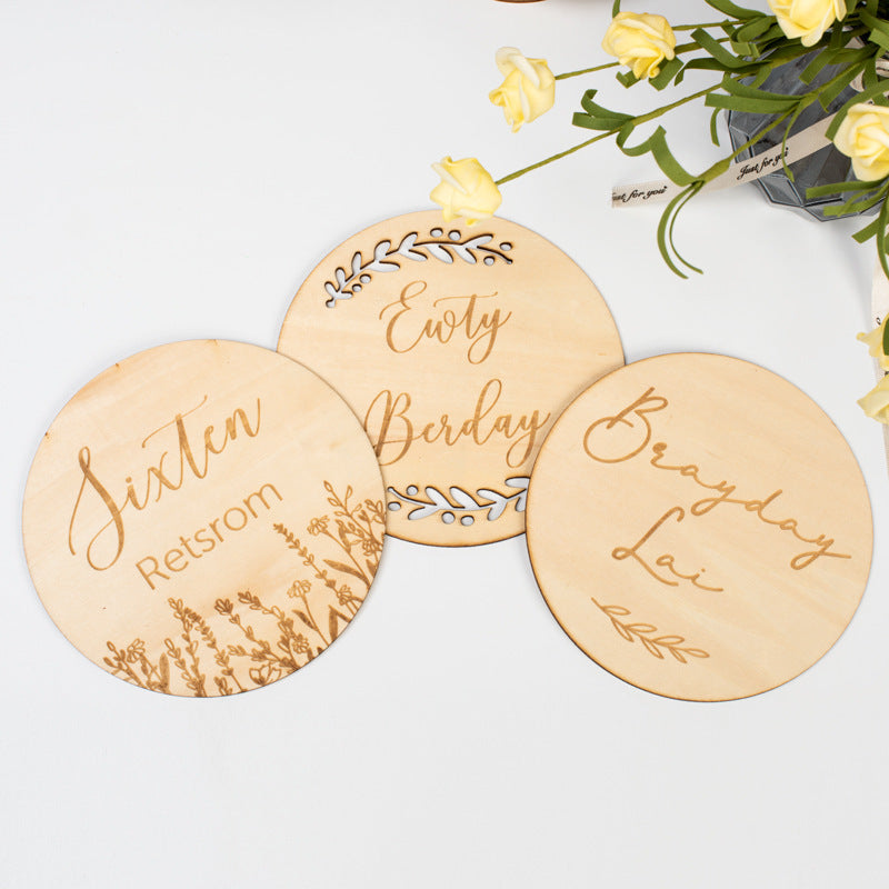 Wooden Baby Baby Growth Commemorative Card Photo Props