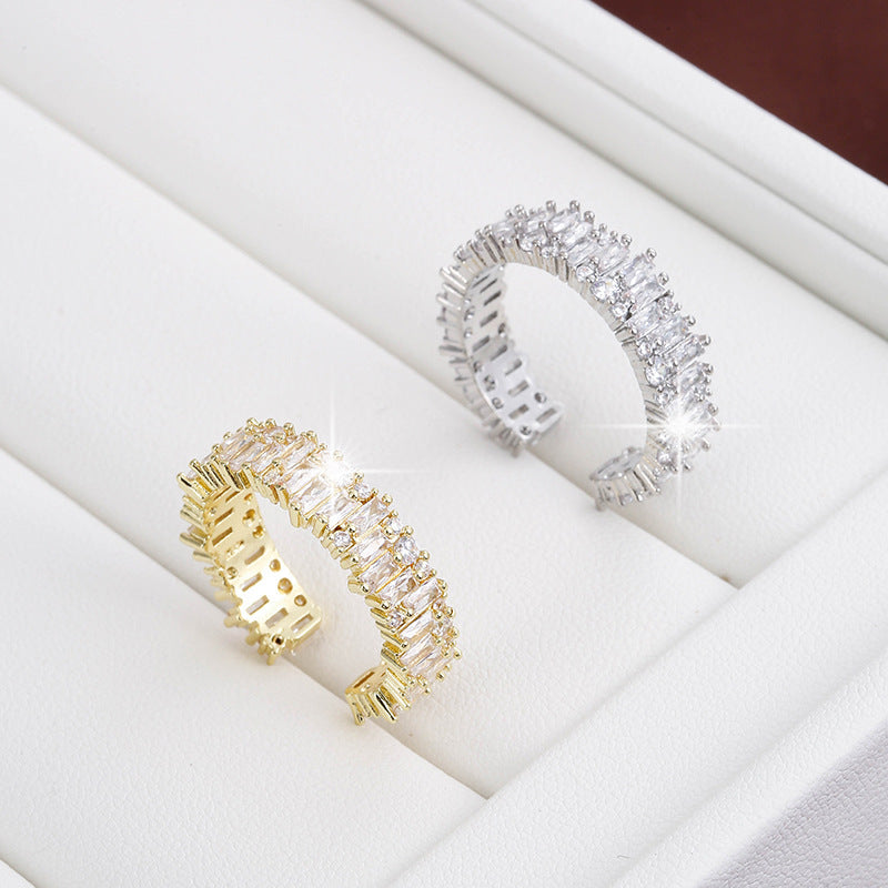 Simple Women's Geometric Zircon Ring