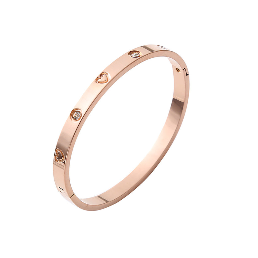 Heart-shaped Accessories Niche Buckle Diamond Stainless Steel Bracelet
