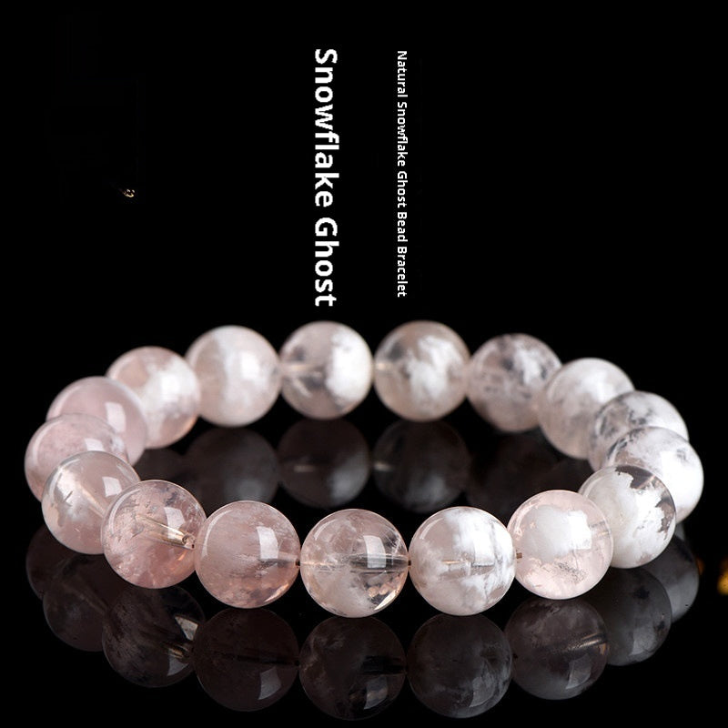 Natural Snowflake Ghost Round Beads Bracelet