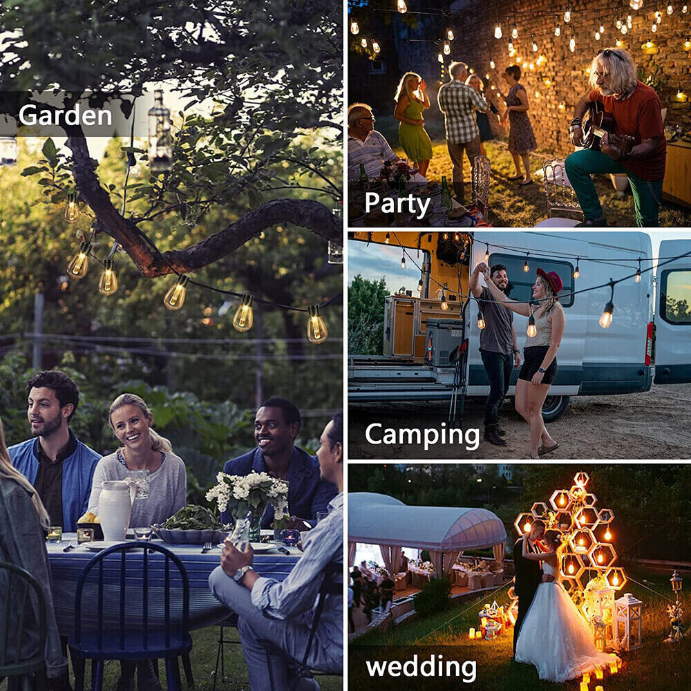 5M 20 LED Solar Powered Retro Bulb String Lights Garden Outdoor Fairy Party Lamp