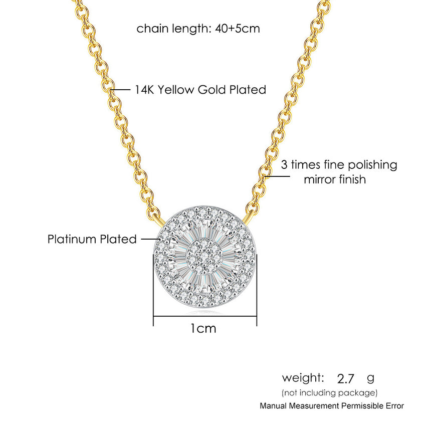 European And American Hip Hop Style Inlaid Zircon Two-color Electroplating Classic Round Necklace
