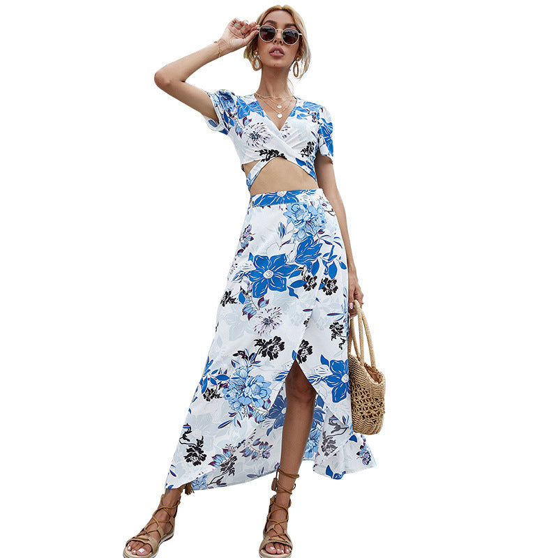 Printed Top T-Shirt Set Skirt Two-Piece Suit