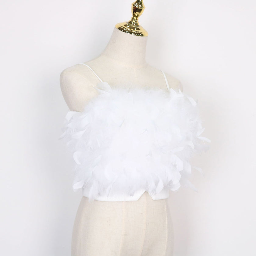 Womens Summer Petal Feather Camisole Wrapped Chest