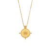 Stainless Steel Plated 18K Gold Vintage Sun Compass Pendant Necklace