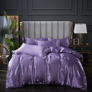 Pure Color Washed Ice Silk Quilt Cover Bedding
