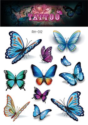 Waterproof Glitter Butterfly Tattoo Stick Gradient Tattoo