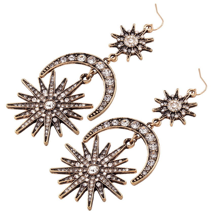 Sun Moon Earrings Metal Alloy Earrings
