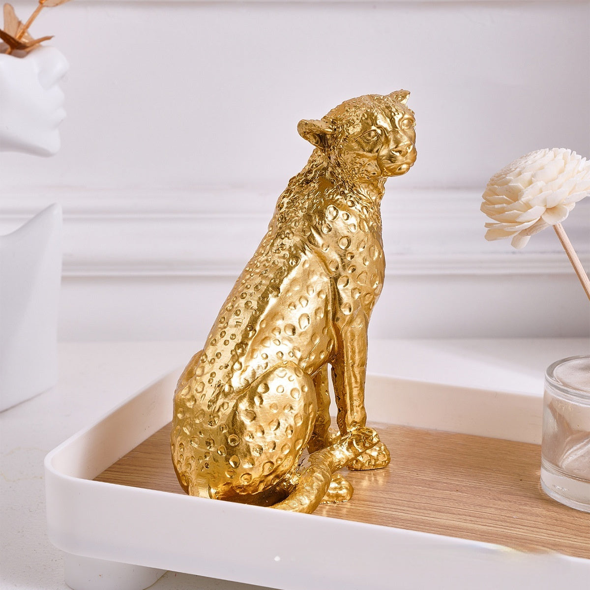 Retro Resin Leopard Squat Modeling Decoration
