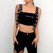 Black Tank Top Women Sleeveless Cropped Tops Tees Shirt Hollow Out Sexy Bustier Top