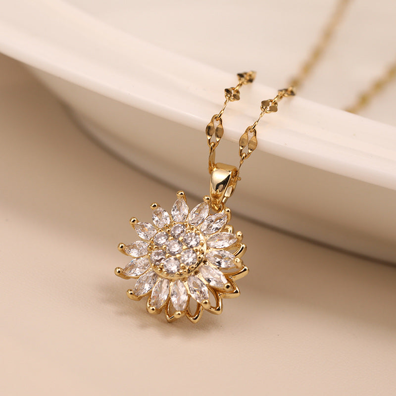 Double-layer Rotatable Sunflower SUNFLOWER Necklace