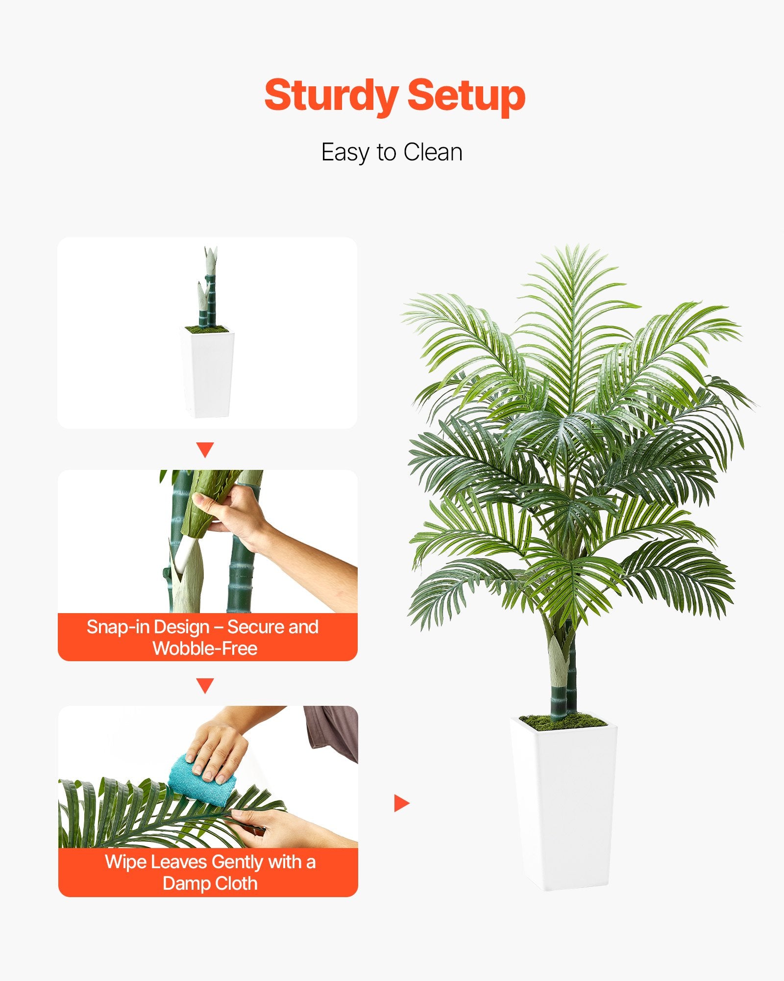 Artificial Areca Palm Tree 1524 Mm, Fake Palm Tropical Plants With White Tall Planter, Faux Floor Silk Plant In Pot, Large Trees For Home Office Living Room Decor House Warming, Indoor Outdoor