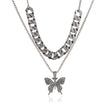Alpcamers Double Layer Cuban Necklace Full Of Diamonds With Large Butterflies