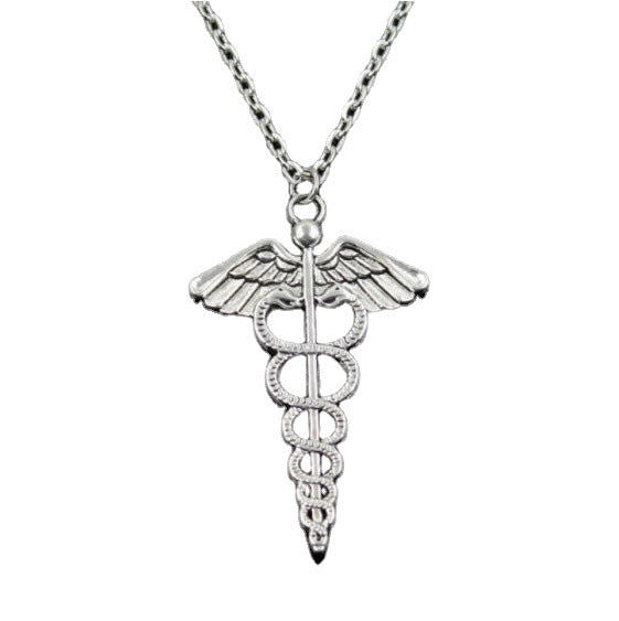 Rotating Dragonfly Snake Stick Angel Wings Necklace