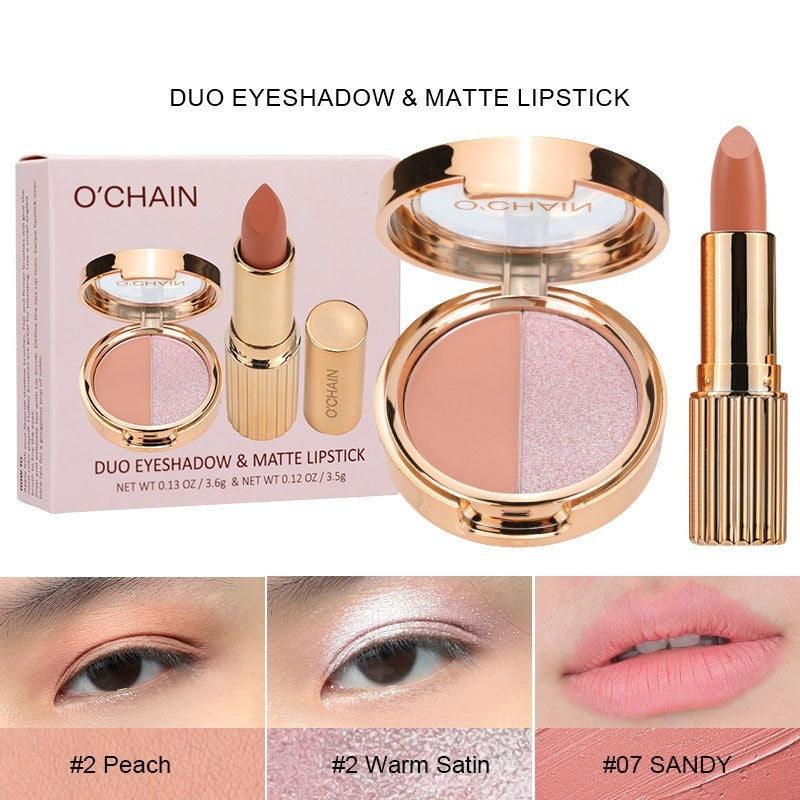 Pearlescent Double-color Eye Shadow Matte Lipstick Does Not Fade Nonstick Cup