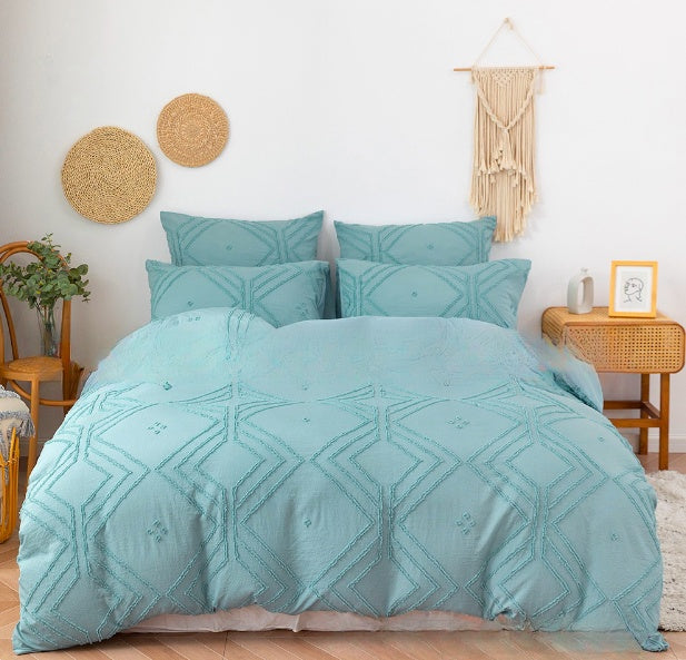 Bedding Bedding Craft Solid Color Cut Flower Square Shape Three-piece Home Textile Set