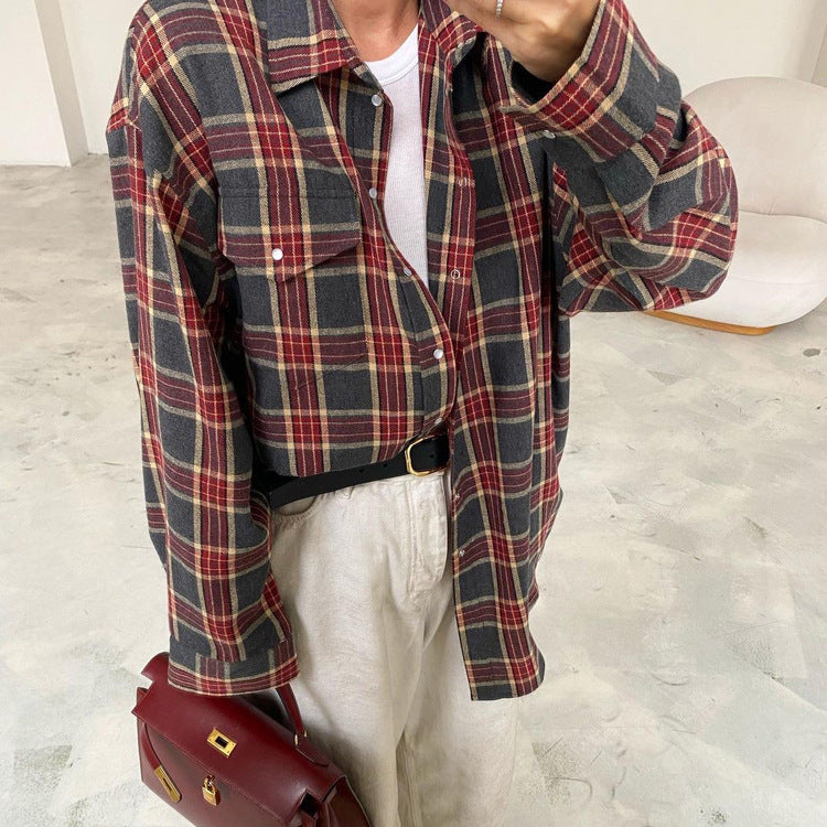 Wear Checkered Shirts For Autumn Women's Clothing In Europe And America