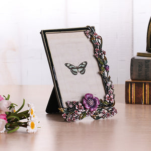 Creative Enamel Colored Metal Photo Frame With Flower And Bird Photo Frame