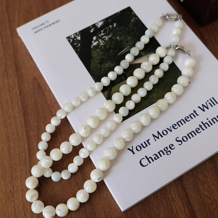 S925 Silver White Horseshoe Shell Simple Bracelet Handmade Necklace