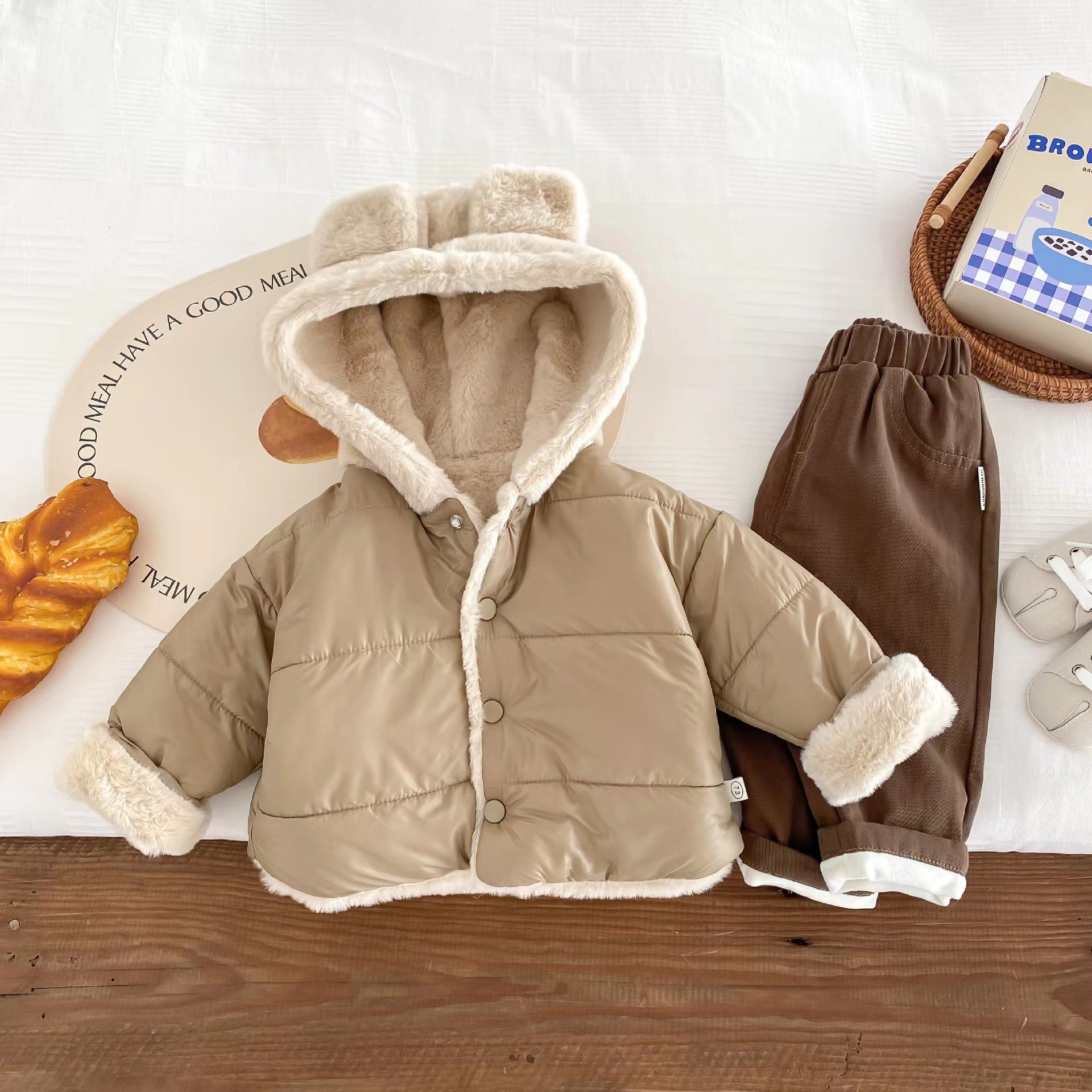 Children Fleece-lined Furry Coat