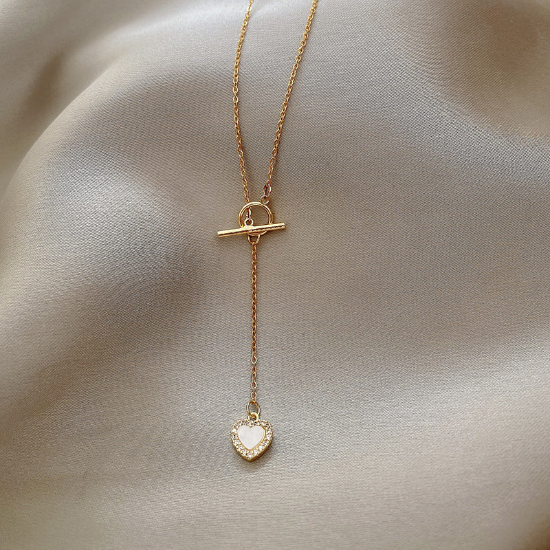 Love Titanium Steel Necklace Simple Zircon Pendant For Women