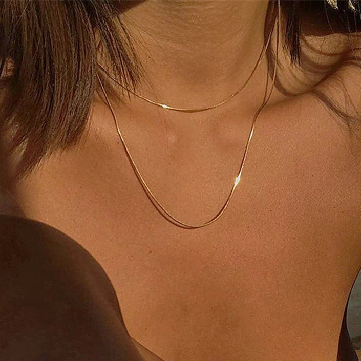 Multilayer Trend Elegant Jewelry Long Snake Chain Crystal