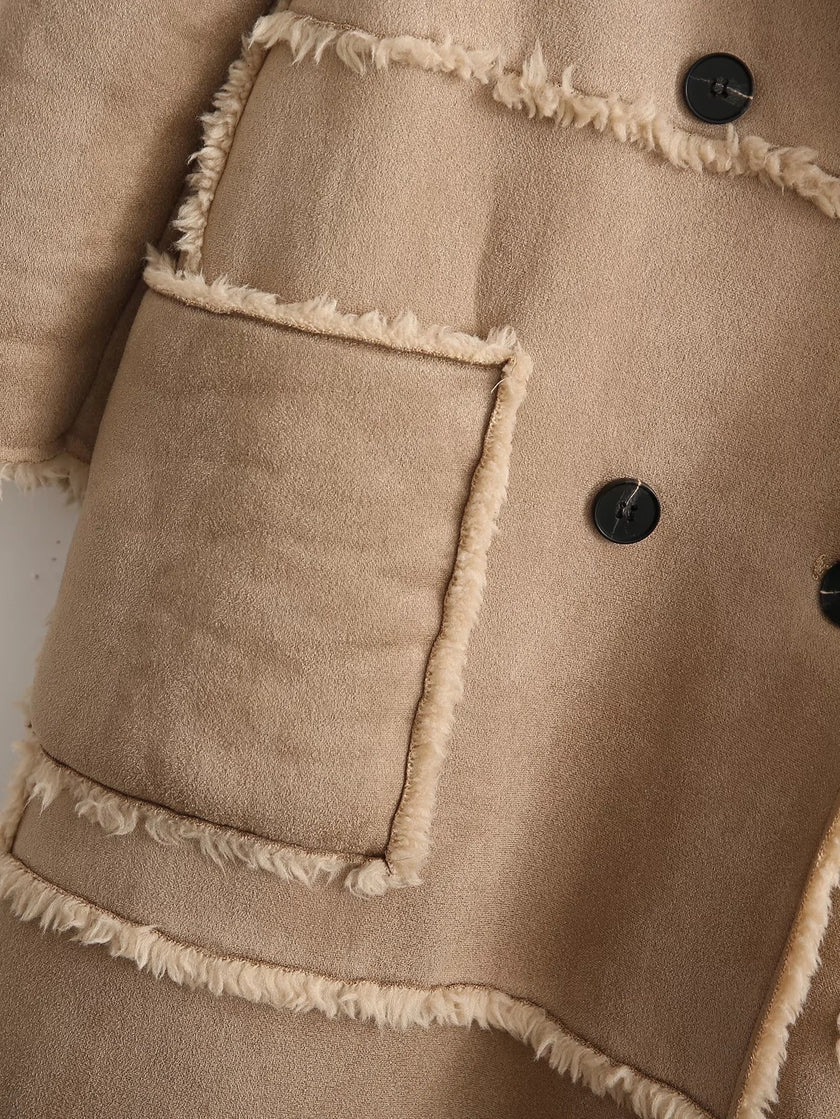 Personality Stitching Fleece Coat Coat Autumn And Winter Women's