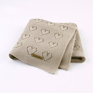 Baby Blanket Knitted Heart Hollow Windproof Blanket