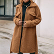Mid Length Lapel Belted Single Breasted Plush Trench Coat
