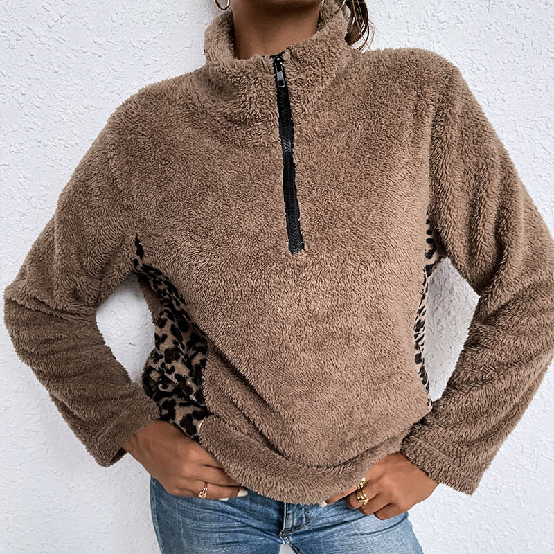 Leopard Print Long-sleeved Top And Hoodie Women