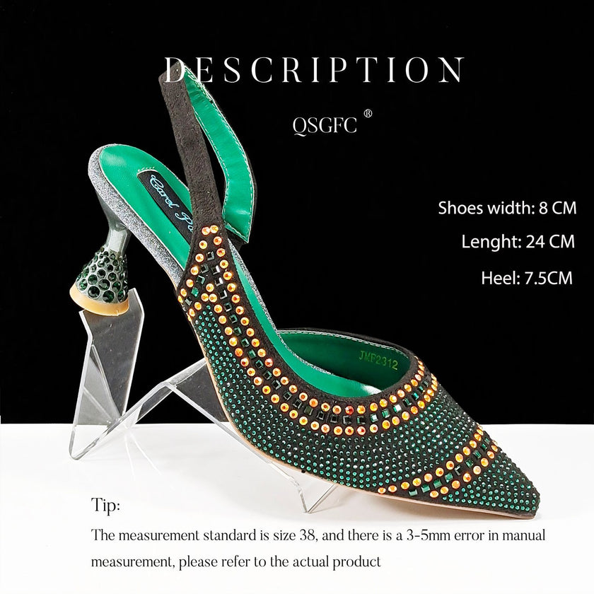 Fashion Simple Pointed Striped Hot Drilling Women Low-cut High Heels