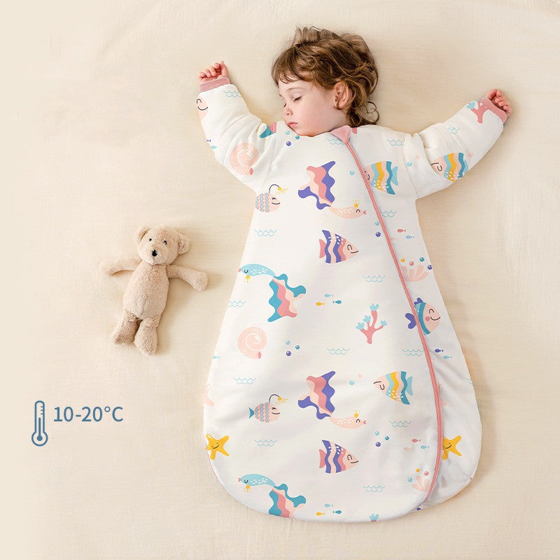 Baby Sleeping Bag With Thermostatic Cotton One-piece Anti-kick