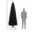 HOMCOM 8ft Pencil Christmas Tree, Unlit Artificial Christmas Tree Slim Douglas Fir Xmas Tree With Realistic Branches, Halloween Tree With 1168 Tips, Black