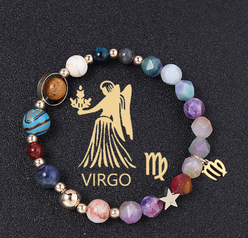 Twelve Constellation Constellation Bracelet Natural Stone Cut Color