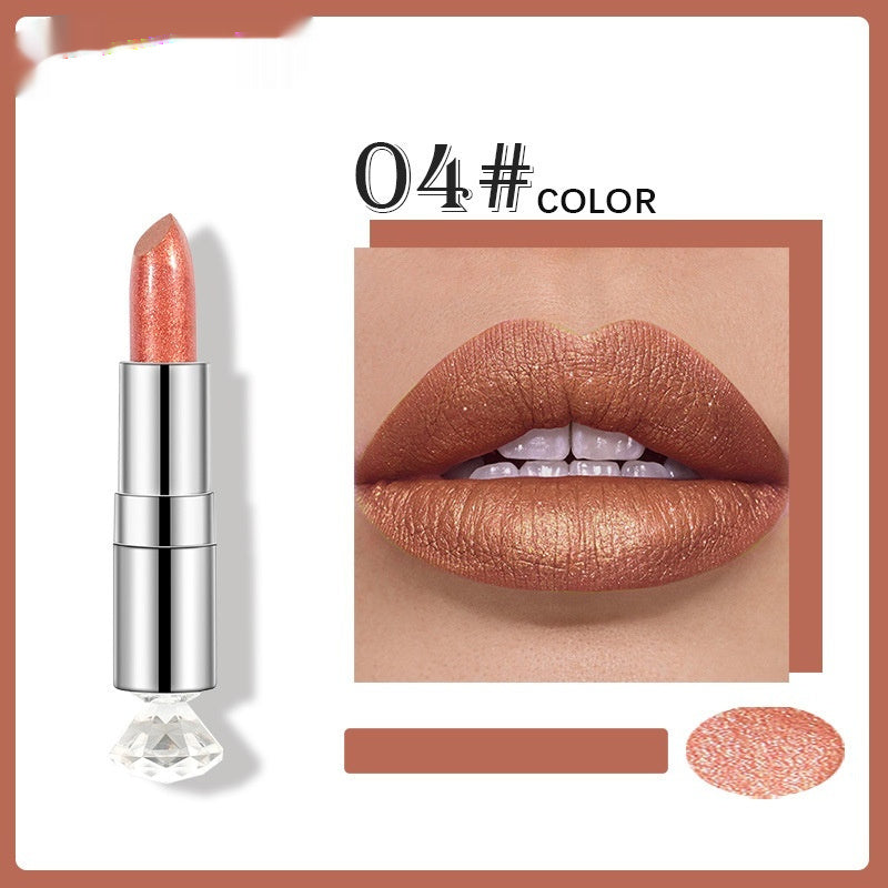 Pearlescent Color Thin And Glittering Lipstick Moisturizing