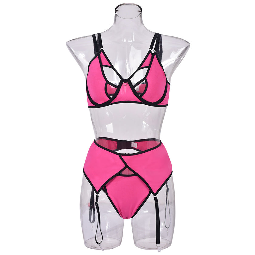 Mesh Panel Contrast Fit Underwear Three Piece Set