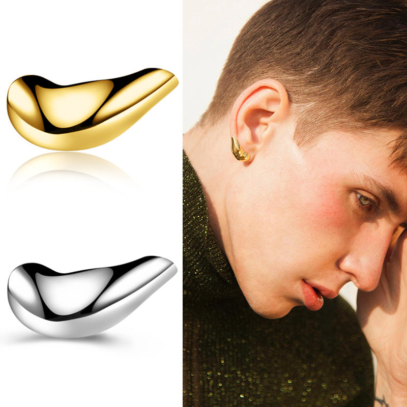 3D Stereoscopic Punk Earring Stud For Men Gold Color   Earring