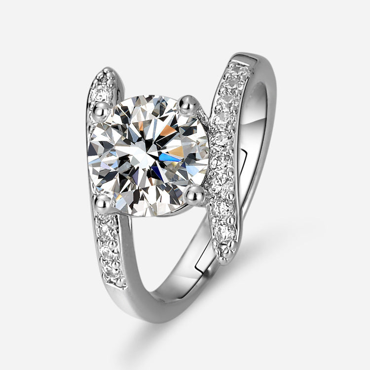 Inlaid Zircon Geometric Ring For Women