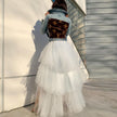 Mesh Skirt And Cake Skirt White Long