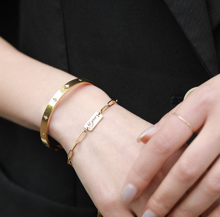 Titanium Steel Plated 18K Gold Star Bracelet