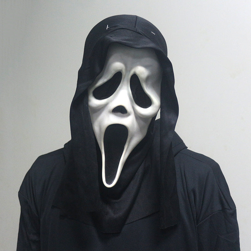 Halloween Horror Grimace Mask Red Tongue Black Face